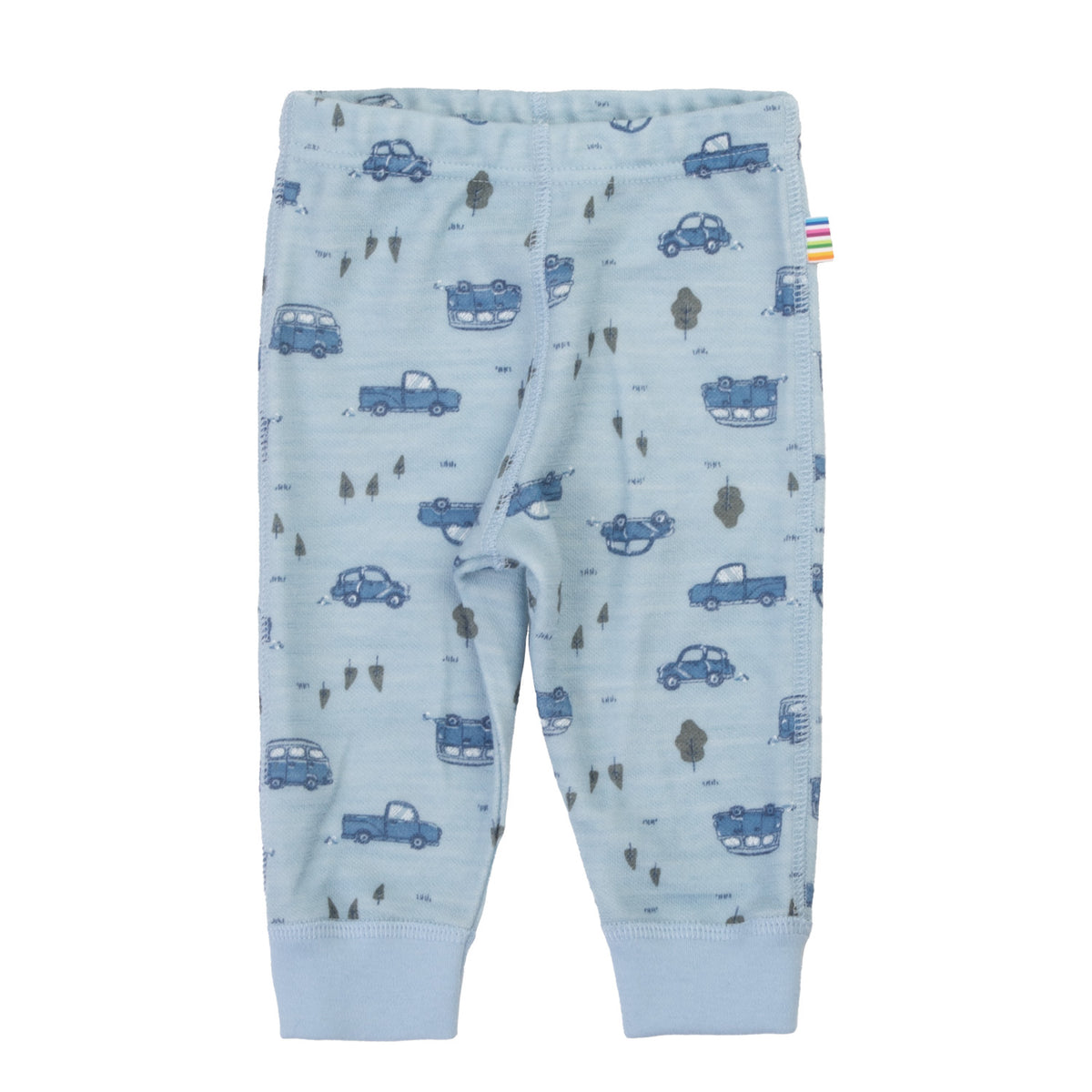 Joha - Leggings i ull/bambus «Flora & Cars» Blå