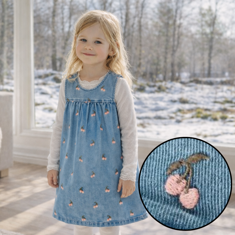 Lil`Aterlier - Kjole i denim "CHERRY" Medium Blue Denim
