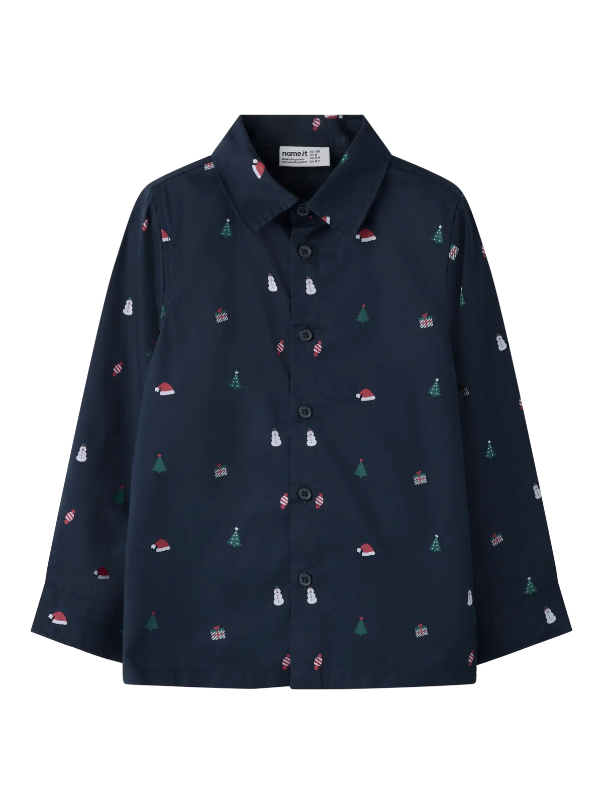 Name it skjorte VIGGO Navy Blazer med julemotiv, sett forfra