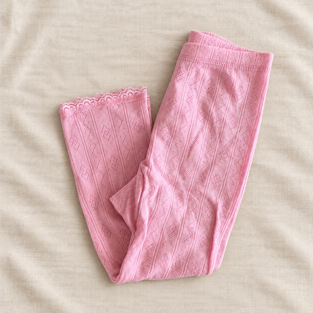 Joha - Leggings i ull/silke med blonder Rosa