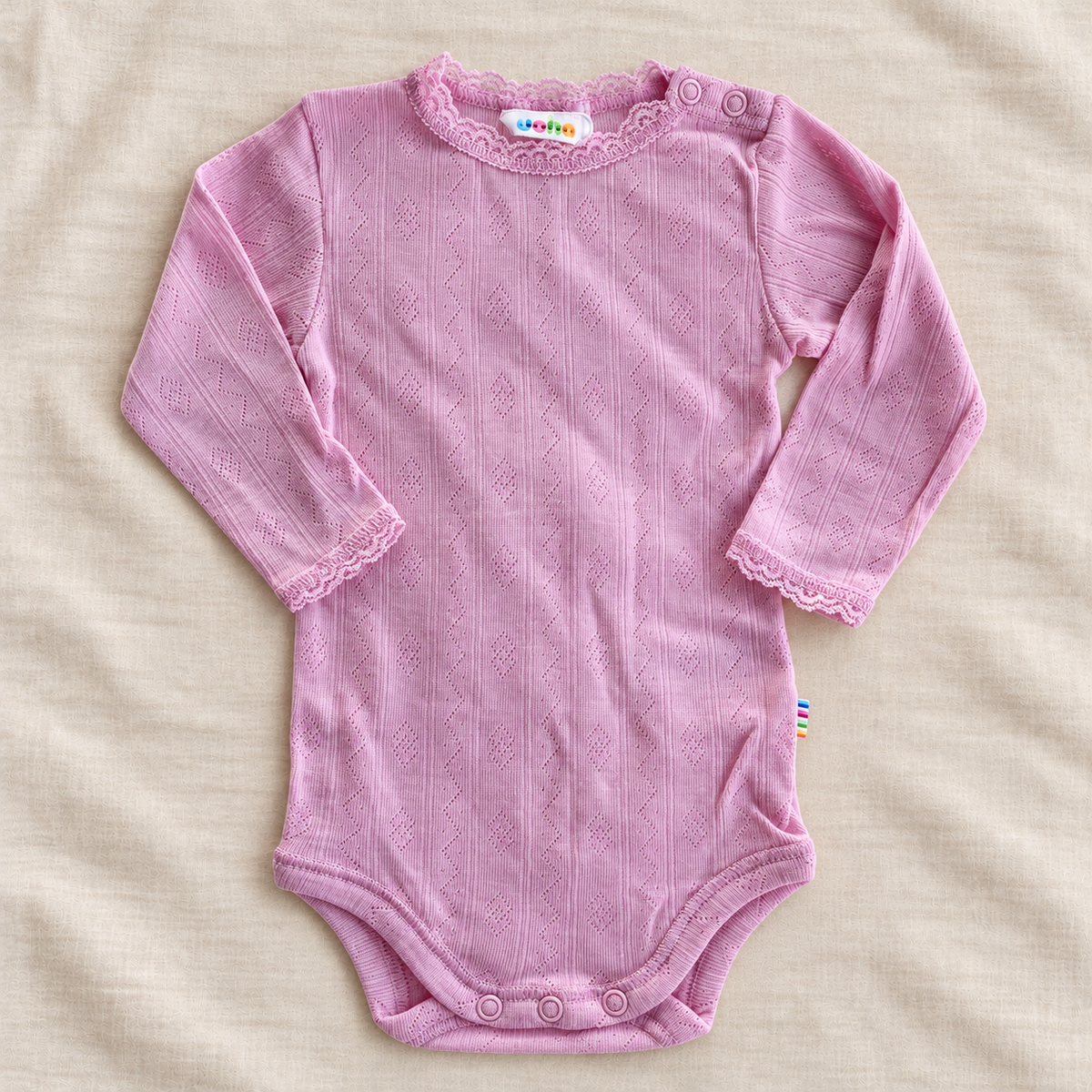 Joha - Body i ull/silke med blonder Rosa