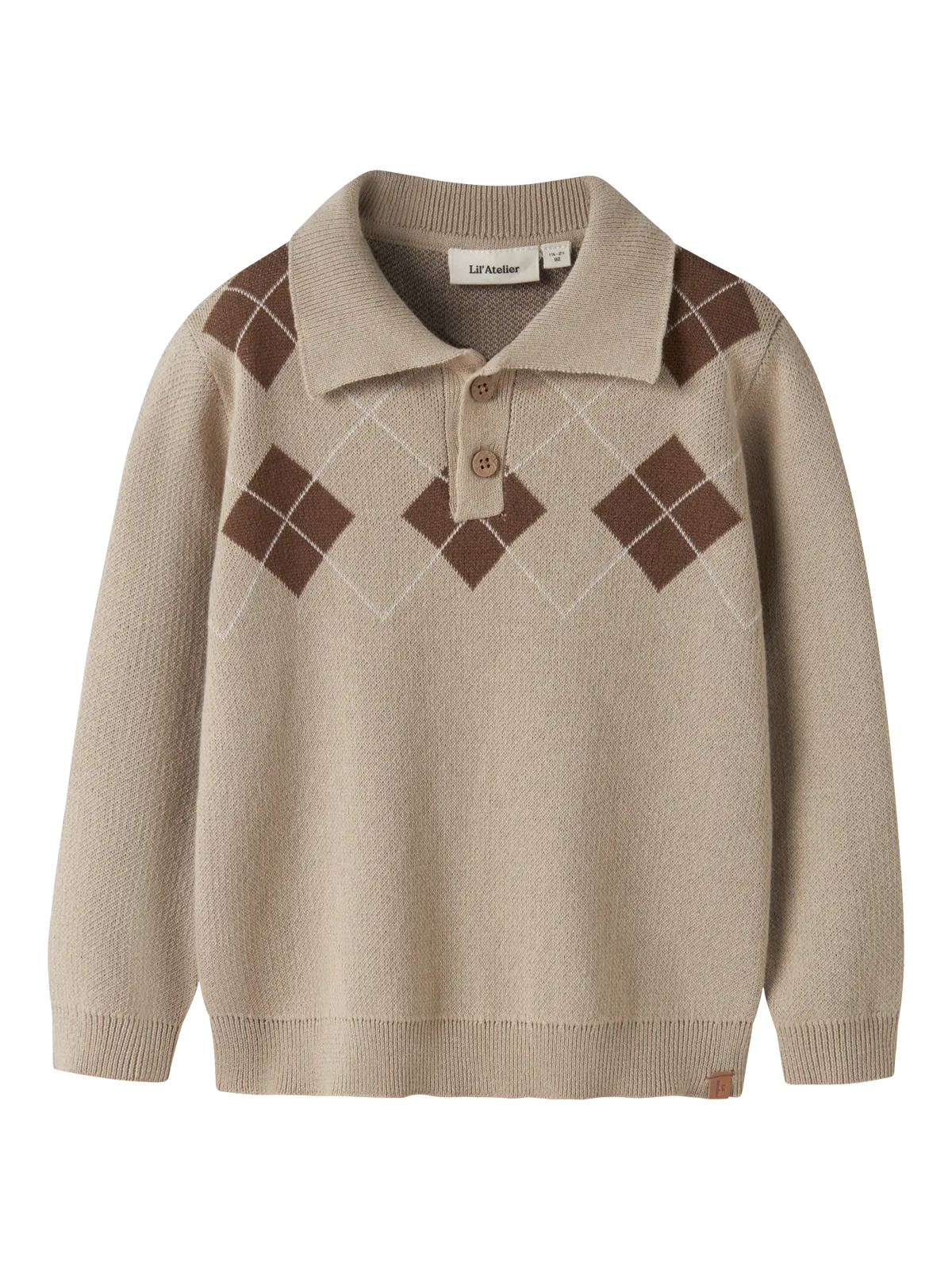 Lil`Atelier strikket polo RONAN White Pepper, sett forfra