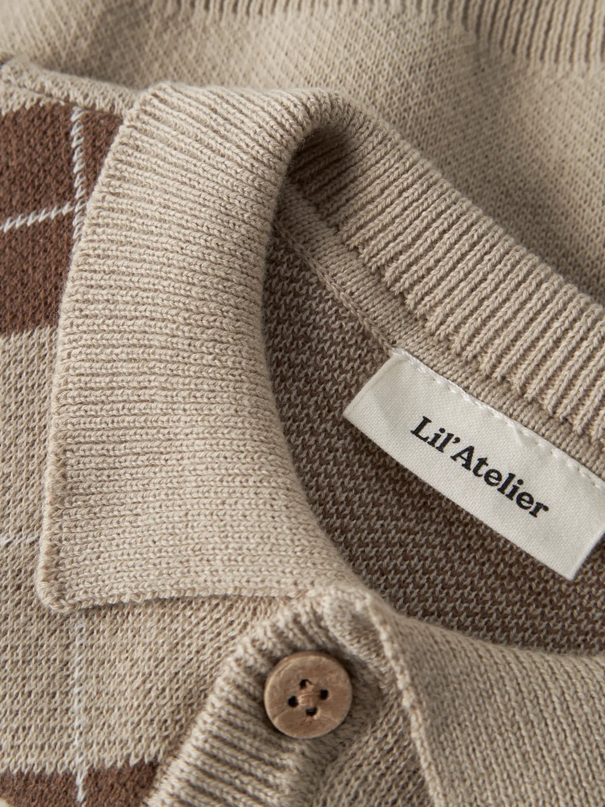 Lil`Atelier strikket cardigan RONAN White Pepper, detalj av krage