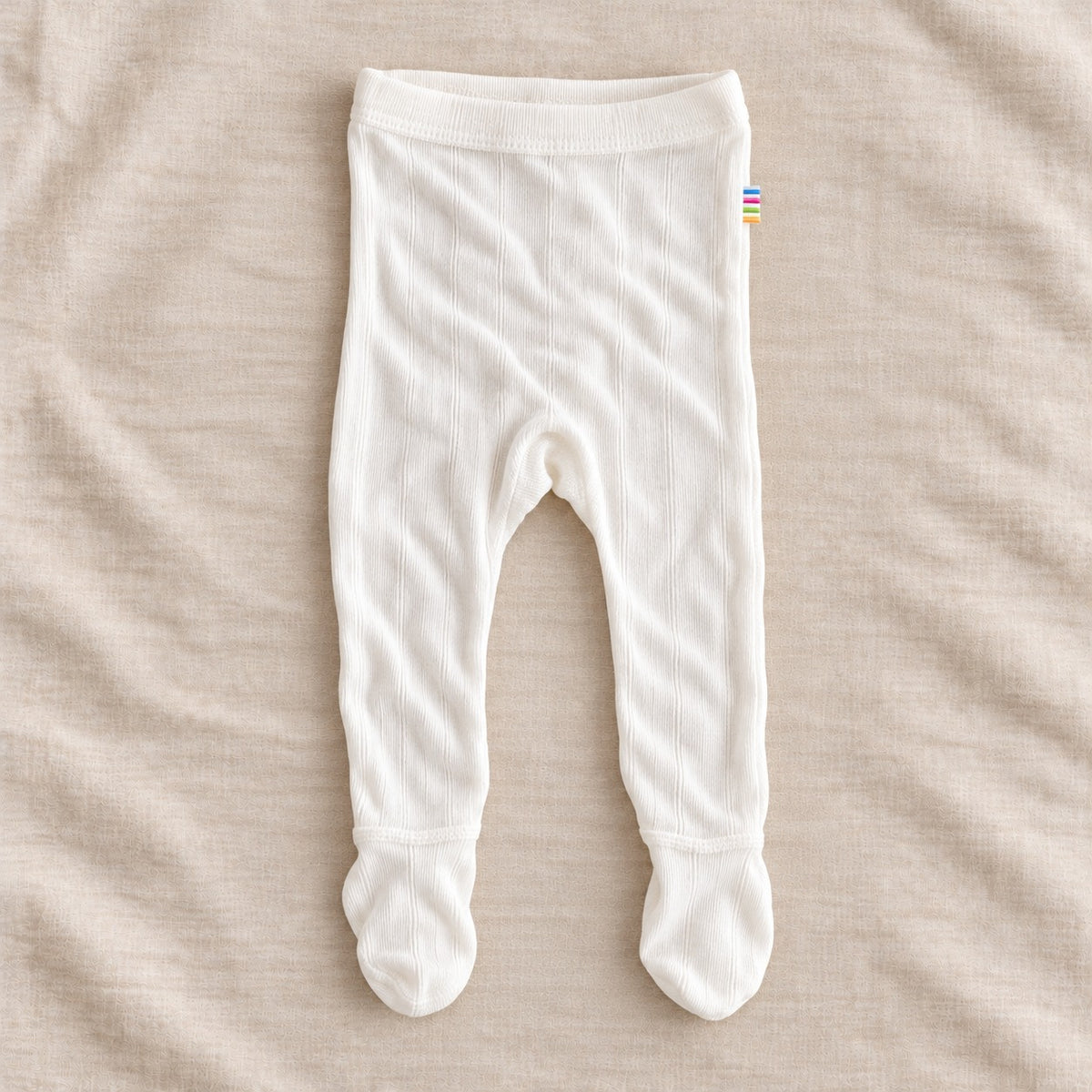 Joha leggings med fot i ull/silke off-white, sett forfra