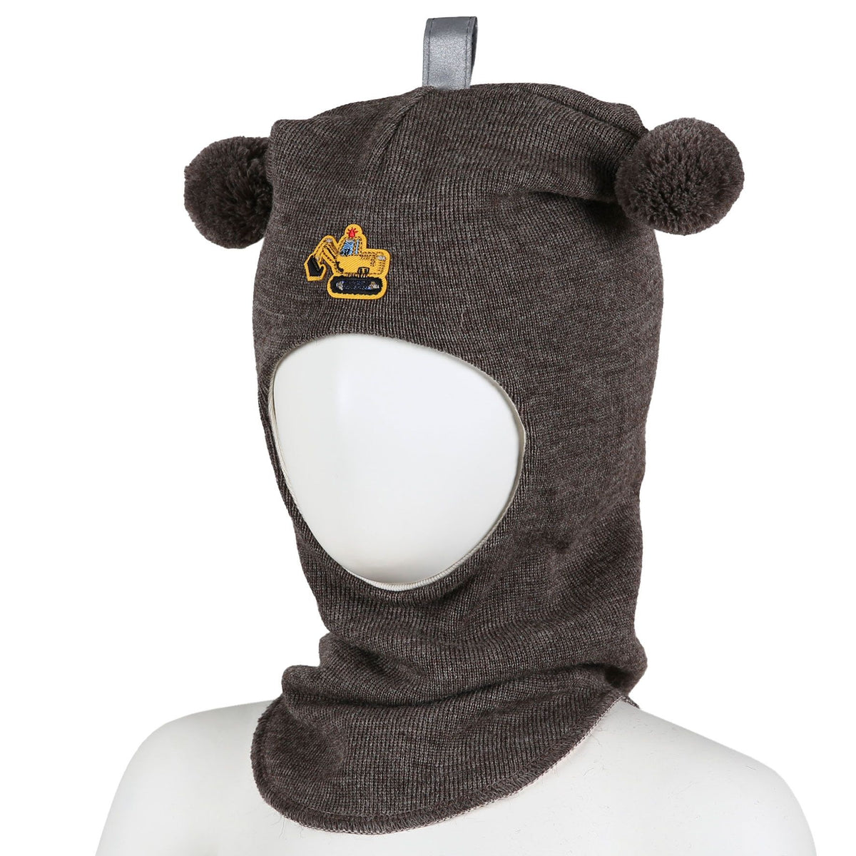 Kivat - Balaclava i ull «Gravemaskin» Brun melange