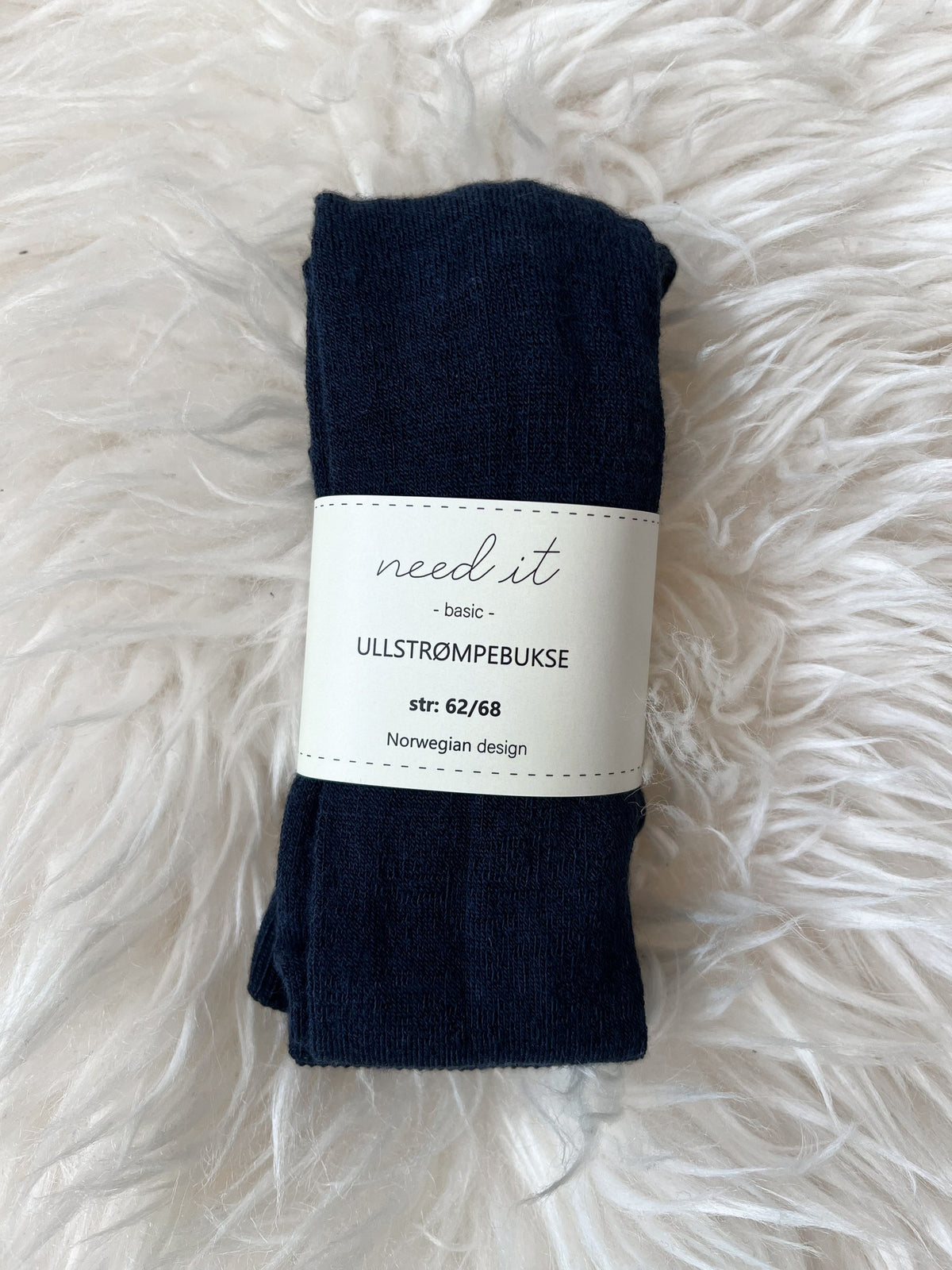 Need it strømpebukse i ull (merinoull) Klassisk Navy