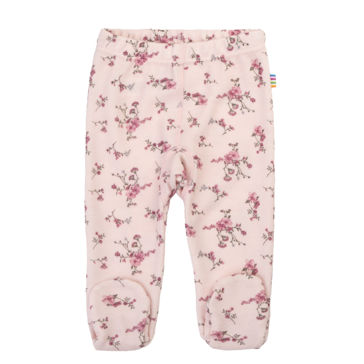 Joha - Leggings med fot i ull/bambus «Flora & Cars» Lys rosa