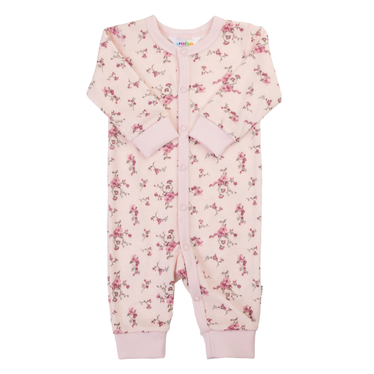 Joha - Heldrakt i ull/bambus «Flora & Cars» Lys rosa
