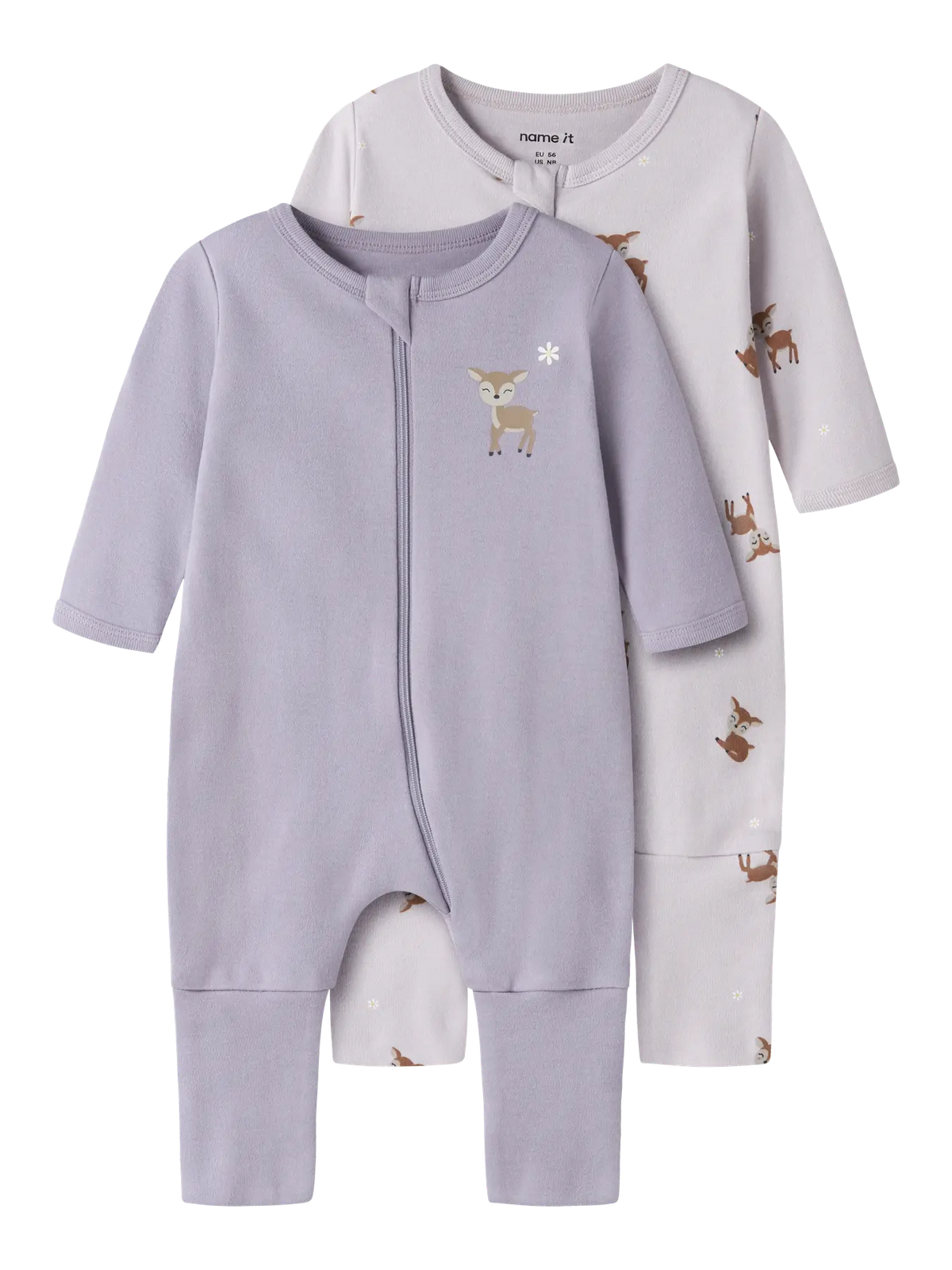Name it pysjamas 2-pk LILAC DEER Lilac Marble, forfra