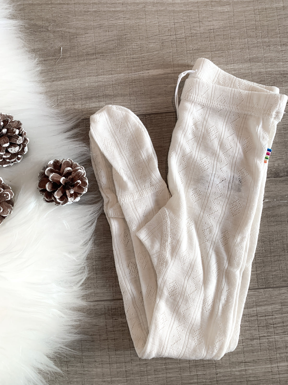 Joha - Leggings med fot i ull/silke m. blonder Of