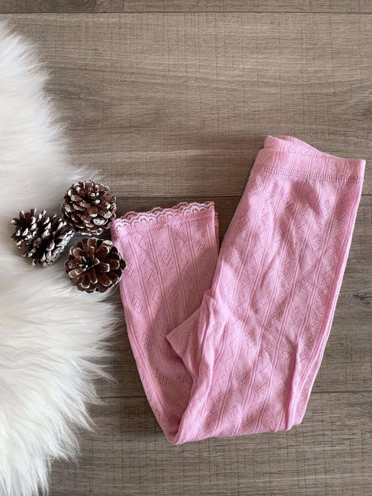 Joha - Leggings i ull/silke med blonder Rosa