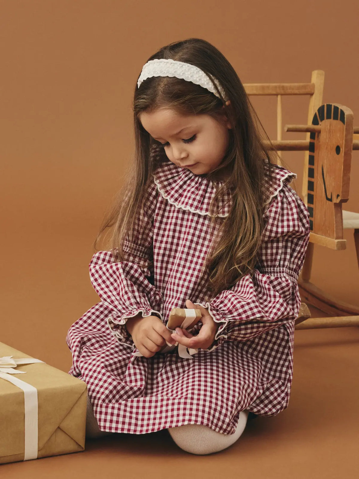 Lil`Atelier kjole FROANNE Biking Red rutete med krage