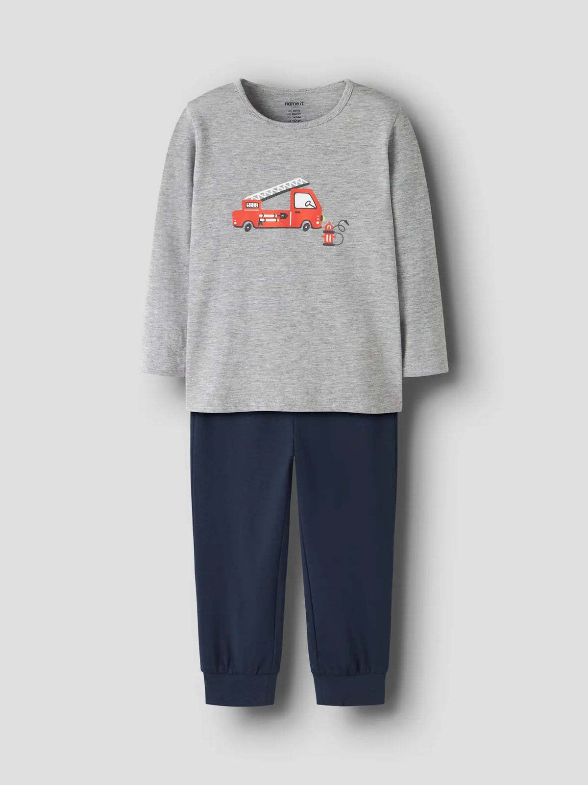 Name it nattsett GREY FIRETRUCK Grey Melange, detalj