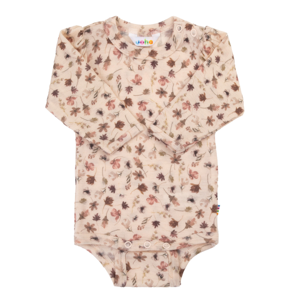 Joha - Body i 100% merinoull «Flowers» Lys rosa