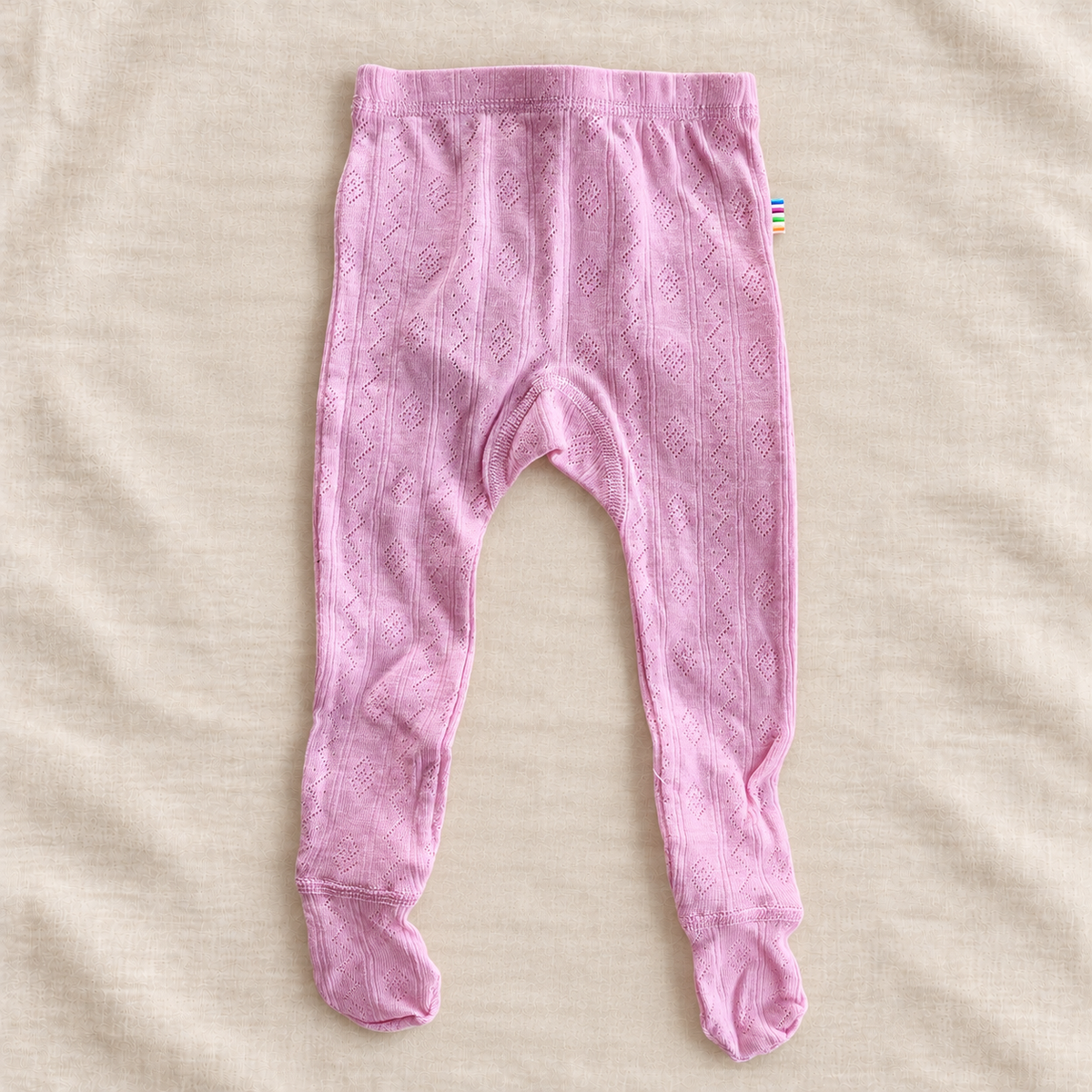 Joha - Leggings med fot i ull/silke m. blonder Rosa