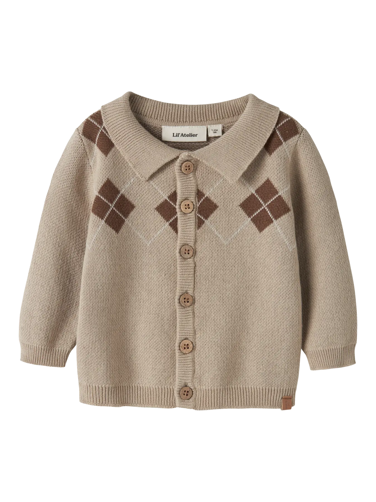 Lil`Atelier strikket cardigan RONAN White Pepper, sett forfra