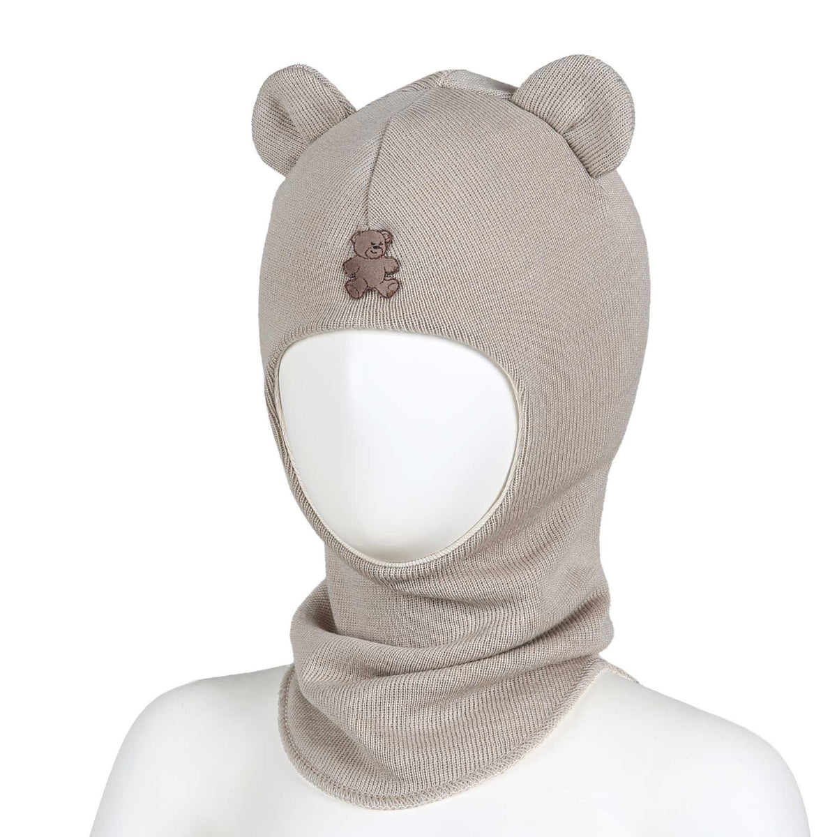 Kivat - Balaclava i ull «Teddy» med runde ører Latte