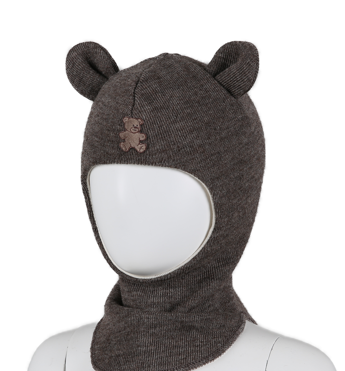 Kivat - Balaclava i ull «Teddy» med runde ører Brun melange