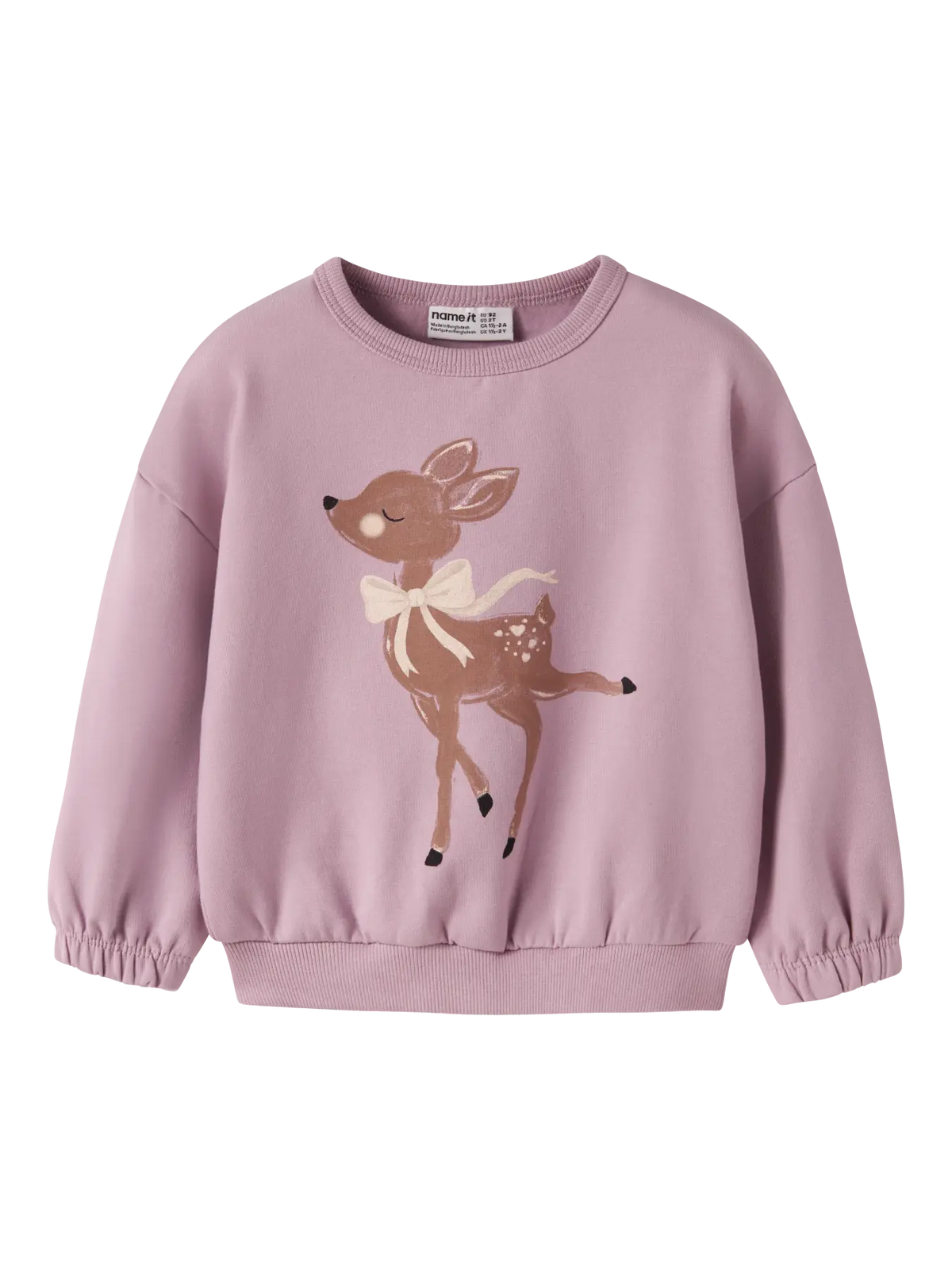 Name it genser RYFIE Mauve Shadows med rådyrunge, sett forfra