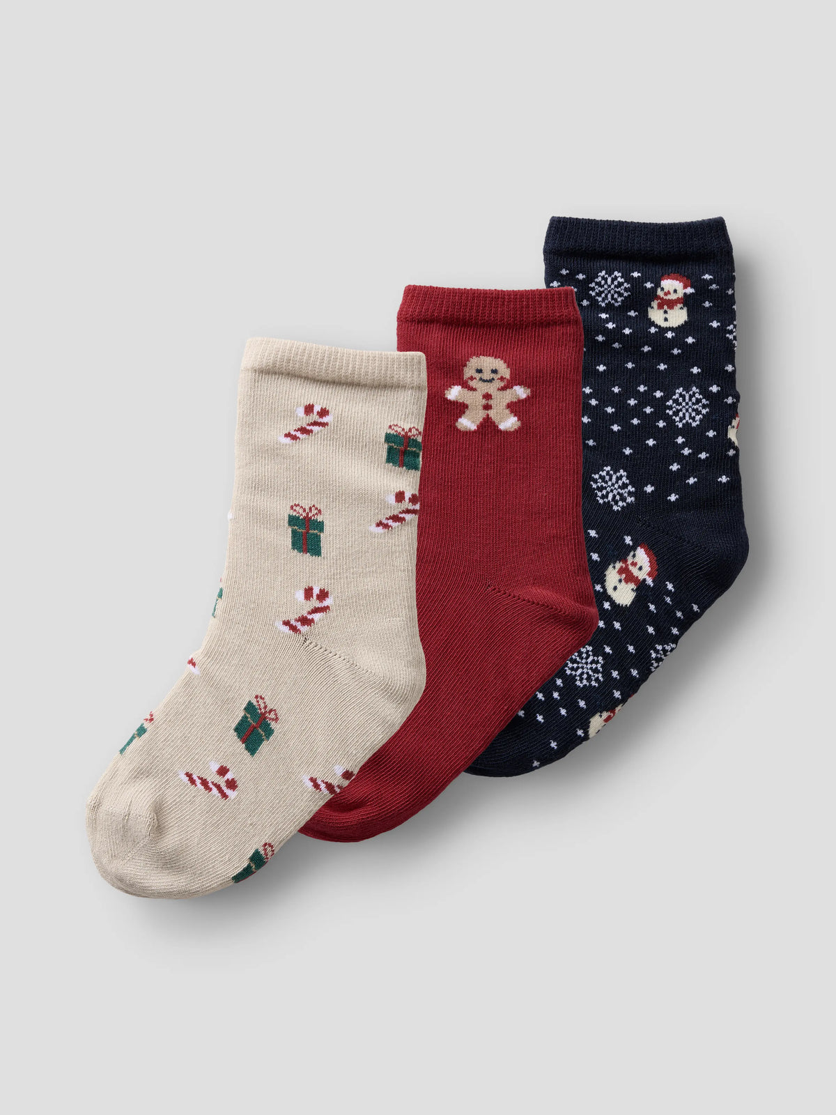 Name it sokker 3-pk «RICHRISTMAS» Mini – tre par sokker sett forfra