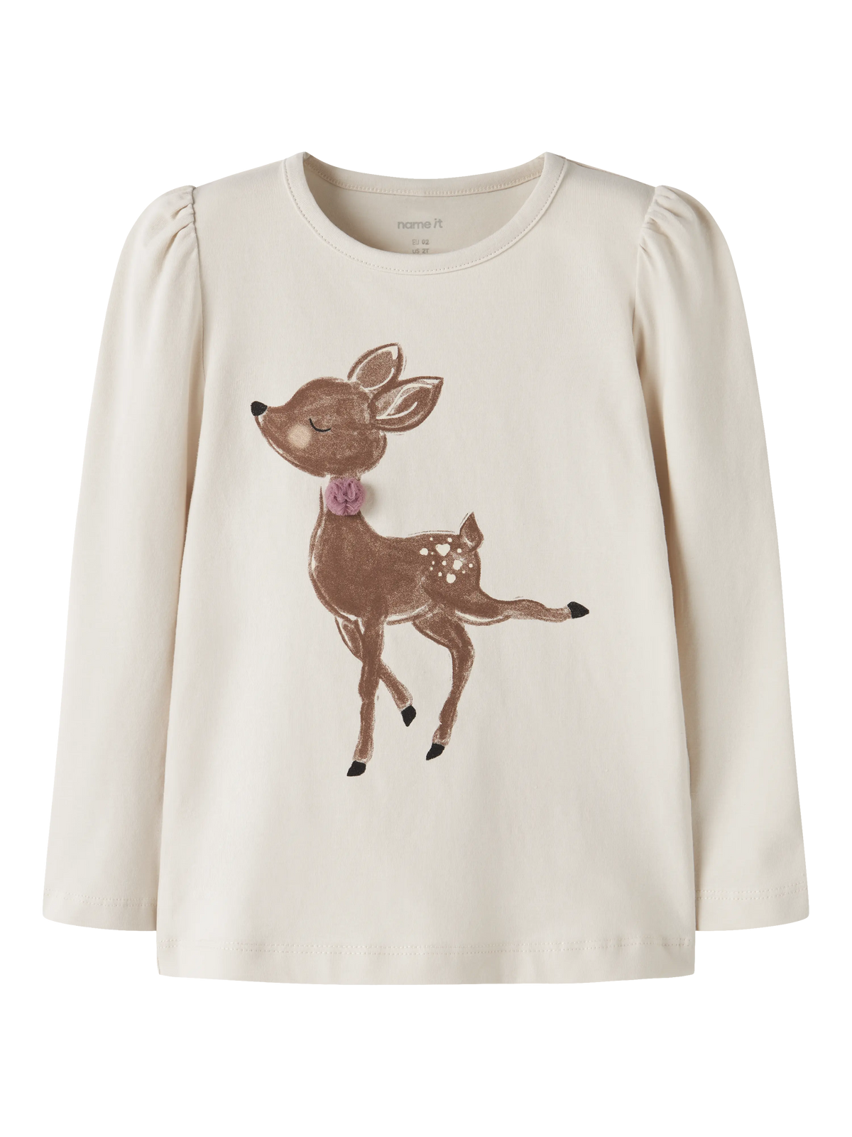 Name it genser «RYFI» Mini Birch – genser med hjort, nærbilde
