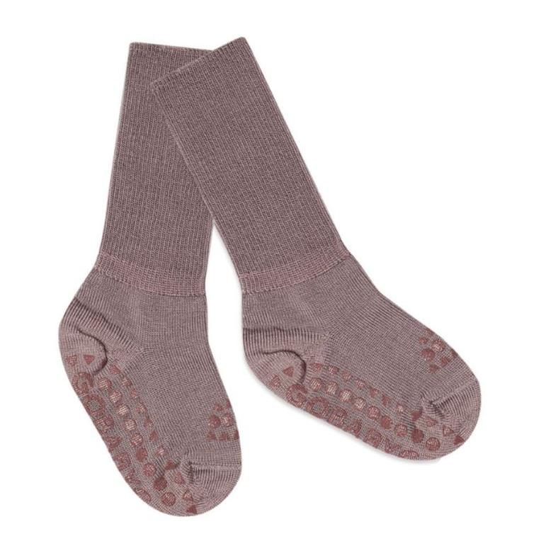 Go Baby Go - Antiskli krabbesokker i ull Dark Purple Dove